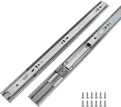 Image de 4 paires de charnières de coffre à fermeture amortie, 400 mm, barres de coffre à extension totale, capacité de charge 45 kg