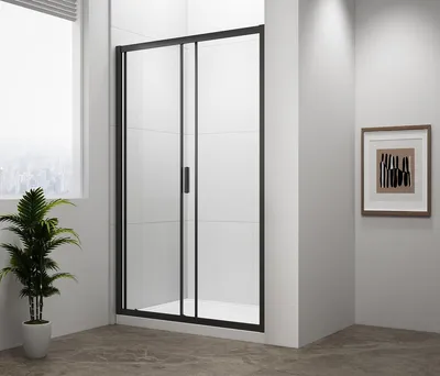 Produktbild von Polysan EASY BLACK Duschtür 1000mm, Klarglas