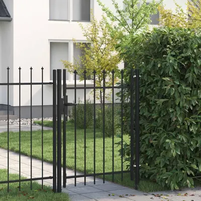 Obrázek produktu pro vidaXL Brána BOXTEL Jednokřídlá s hrotovým nástavcem, ocelová, 1 x 1,2 m, černá