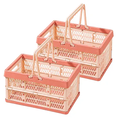 Faltbox 2er-Set, 10 l, Kunststoff, pink, 30,5x20,5x16,5 cm