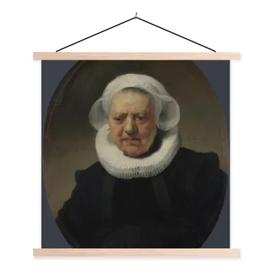 Produktbild von MuchoWow® Textilposter Porträt von Aechje Claesdr - Rembrandt van Rijn 60x60 cm mit holzfarbenen Rahmen - Wanddekoration