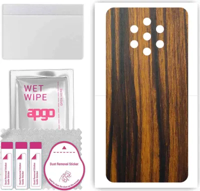 Produktbild von apgo Rückseite Schutzfolie, Skin, kompatibel mit Nokia 9 PureView, Hinten Displayschutzfolie aus Vinylfolie, kratzfest, einfache Montage - Tigerwood