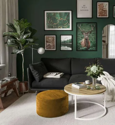 Produktbild von Runder CIRI Couchtisch mit Pouf Wotan Eiche Artisan Stirling