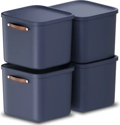 Produktbild von Rotho 4er-Set Aufbewahrungsbox 40L Maloja - Kunststoffbox mit Deckel - Stapelbox 39,5 x 38,0 x 34,0 cm - Plastikbox Ordnungsbox Allzweckkiste