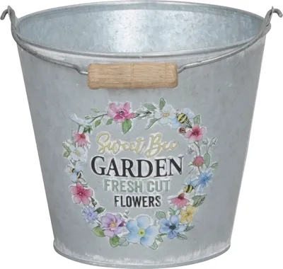 Produktbild von Metall Topf Garden grau/bunt mit Henkel Übertopf