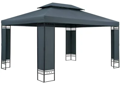 Productafbeelding van Tuinpaviljoen 3x4 Meter - Antraciet Metaal - Waterdicht UV 50+ Polyester Dak