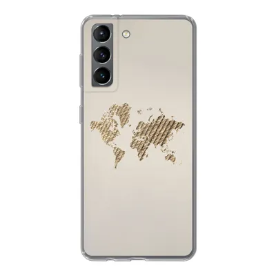 Produktbild von MuchoWow® Handyhülle Schutzhülle Hülle für Samsung Galaxy S21 Weltkarte - Seil - Braun Silikon Softcase Handy Hülle - Softcase