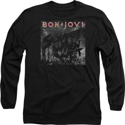 Produktbild von Bon Jovi - "Slippery Cover" T-Shirt für Herren/Damen Uni, Langärmlig TV28361 (L) (Schwarz)