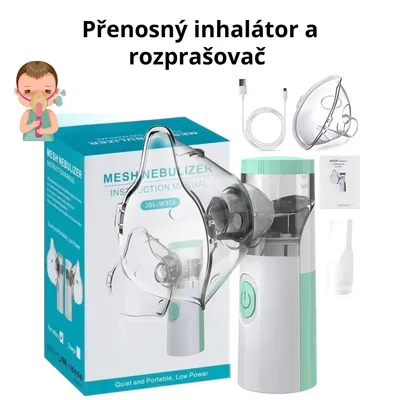 Obrázek produktu pro Přenosný inhalátor a rozprašovač – Tichý ultrazvukový mesh nebulizér pro děti i dospělé, USB Type-C nabíjení, ideální při astmatu - Zelený