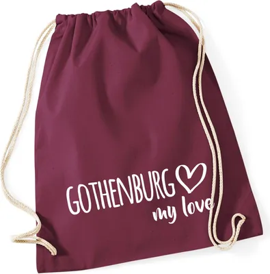 Produktbild von Huuraa Turnbeutel Gothenburg my love 12 Liter Burgundy Baumwolle Rucksack Geschenkidee