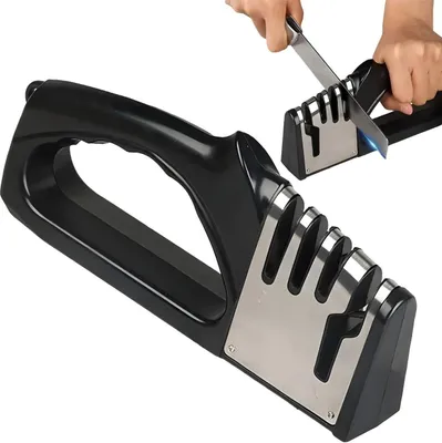 Image de Aiguiseur de couteaux 4 en 1 - Noir et Argent KP39084