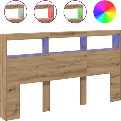 Image de vidaXL Tête de lit LED avec étagères Chêne Artisan 180x17x102 cm