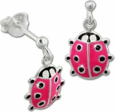 Produktbild von Teenie-Weenie Ohrstecker für Kinder Silber rosa Marienkäfer Ohrringe SDO8106P