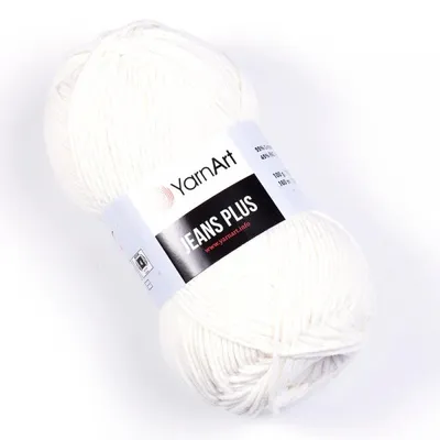 Obrázek produktu pro YarnArt Jeans Plus příze 100 g / 160 m - barva 01 bílá - pletací a háčkovací příze