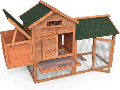 Productafbeelding van Kippenhok met ren - Huisdierverblijf buiten - Kleine dieren houden - Nestkast met buitentoegang