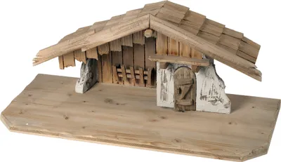 Produktbild von Krippenstall aus Holz 65x29x27 cm für 9-11 cm Figuren Deko