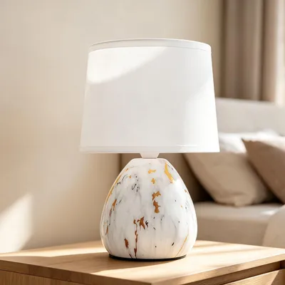 Produktbild von Aigostar Tischlampe aus Keramik, Vintage Tischleuchte mit Stoffschirm – Größe styleF