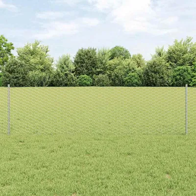 Produktbild von "im Angebot" Zaun mit Pfosten Silber 0,6x25 m Stahl - Metallzäune CC12432