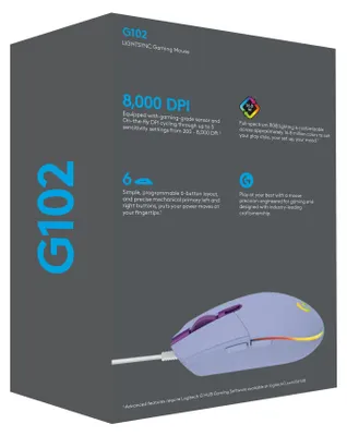 Productafbeelding van Logitech Gaming Muis G102 LIGHTSYNC - Muis - Voor rechtshandigen - Optisch - 6 knoppen - Bekabeld - USB - Lila