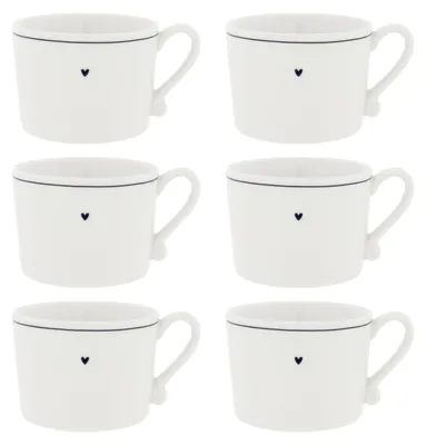 Produktbild von 6er Set Tassen Heart & Line weiß mit schwarzen Herz 300ml Bastion Collections