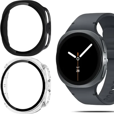 Productafbeelding van Beschermhoes voor de Samsung Galaxy Watch 8 44mm, zwart + transparant, inclusief schermbeschermer