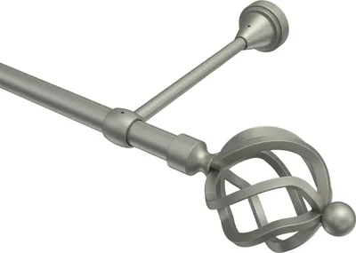 Produktbild von Interdeco Gardinenstange / Vorhangstange Chrom matt, Typ Primus Paolo (Schmiedekugel), 16 mm Ø 1-läufig, 140 cm