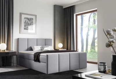 Produktbild von Bett mit Matratze und Lattenrost LOLA – 180x200, grau 2 + ER Topper