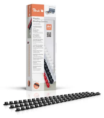 Produktbild von Peach PB408-02 Plastikbinderücken DIN A4, 8 mm, 45 Blatt, 100 Stück, schwarz