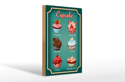 Produktbild von Holzschild Essen 20x30cm Cupcake Raspberry Chocolate