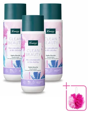 Imagen del producto de 3 unidades de gel de ducha Kneipp Clean Beauty, aroma de loto y jojoba, 200 ml cada uno. Paquete ahorro