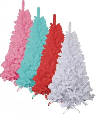 Image de arbre de Noël artificiel blanc, bleu, rouge, rose 120-210cm, Couleur:blanc, Taille:210cm