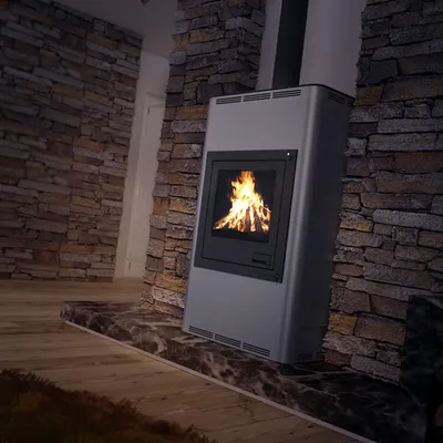 Produktbild von HS FLAMINGO Kaminofen AQUAFLAM 17 mit Wärmetauscher automatische Regelung grau