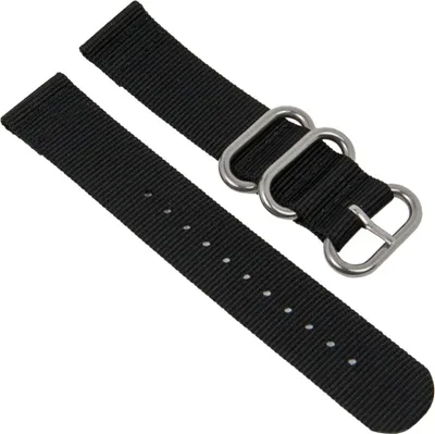 Produktbild von Uhrenarmband Textil schwarz Metallschlaufen Zulu-Band 28208S, Stegbreite:20mm