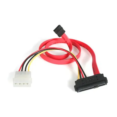Produktbild von StarTech.com SAS auf SATA Slimline Kabel - SAS SATA SFF-8482 mit LP4 IDE Stromkabel, SATA 15-Pin, LP4 M, SAS 29 Pin Plug, 0,457 m, Gerade, Gerade, Rot