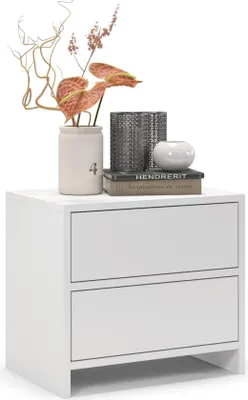 Immagine prodotto di comodino regalik PARI con due cassetti 50x45x35 cm - Comodino con cassetto con guide a sfera a ribalta - Comodino dal design moderno in bianco