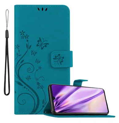 Obrázek produktu pro Cadorabo Pouzdro pro Samsung Galaxy A41 Ochranný kryt v modré barvě Pouzdro na mobilní telefon Kryt Pouzdro Flowers Flower
