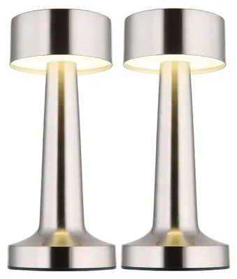 Produktbild von 2x LED Tischleuchte, nickel matt, Touchdimmer, Akku, H 21 cm