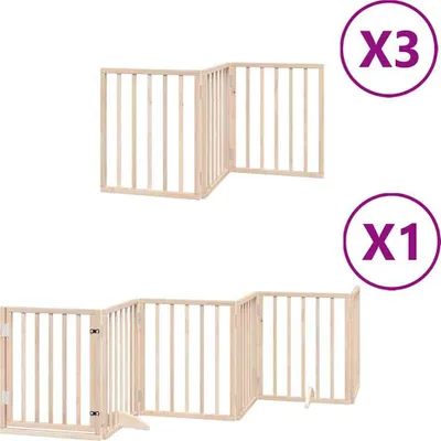 Immagine prodotto di vidaXL Cancelletto per cani da 15 pezzi con porta pieghevole 750 cm in legno di pioppo