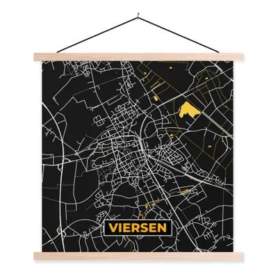 Produktbild von MuchoWow® Textilposter Viersen - Gold - Stadtplan - Karte - Deutschland 60x60 cm mit holzfarbenen Rahmen - Wanddekoration