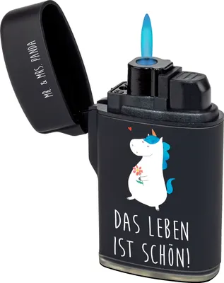 Produktbild von Mr. & Mrs. Panda Feuerzeug Einhorn Spaziergang - Schwarz - Geschenk, sturmfeuerzeuge, Mutter, Feuerzeuge, Unicorn, Blumen, Freude, Einhörner, anzünder, sturmfeuerzeug