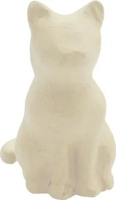 Produktbild von Décopatch Kleines Pappmaché, braun, sitzende Katze 15cm - Kartonbraun SA214C