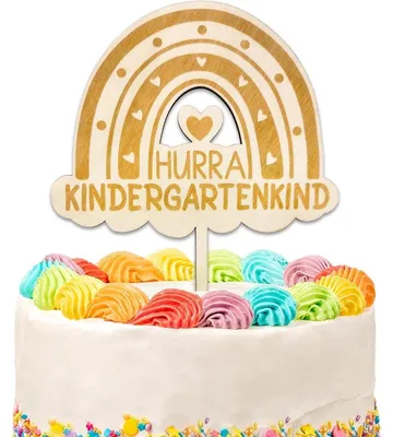 Productafbeelding van Taartdecoratie, schoolstart, kinderdagverblijf, houten taartversiering, kind uit het kinderdagverblijf