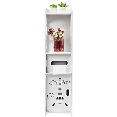 Produktbild von Wasserdichter Badezimmerschrank,Freistehender badschrank Schmal ,Badschrank Schrank mit Klopapierständer 20X20X80cm Weiß