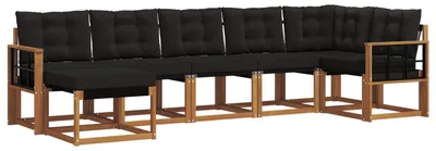 Produktbild von vidaXL Outdoor-Sofagarnitur mit Kissen 7 pcs Natürlich und Schwarz