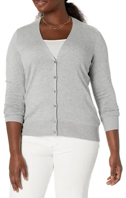 Produktbild von Amazon Essentials Damen Leichter Cardigan-Pulli, Light Grey Heather, M