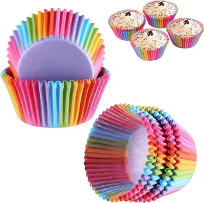 Produktbild von 100 Stück muffinförmchen papier cupcake formen Regenbogen Papier muffinform für Dessert Hochzeit Geburtstag Party
