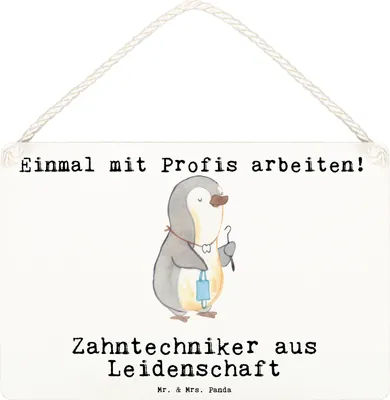 Produktbild von Mr. & Mrs. Panda Schild Zahntechniker Leidenschaft DIN A6 - Weiß - Geschenk, Wandbild Holz, wandtafel, holzbild, Holzschild, Türschild
