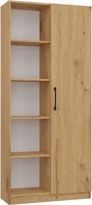 A tall, narrow bookshelf with a single door on the right side, shown against a white background.