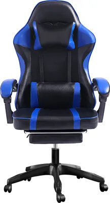 Image de AIORBER Chaise de jeu, pivotante à 360°, lombaire réglable, souple et confortable, ergonomique,Chaise de bureau, Pour chambre, bureau, 65x65x123cm, Bleu