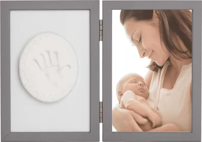 Image de Cadre double avec pâte à modeler pour la main ou l'empreinte, gris